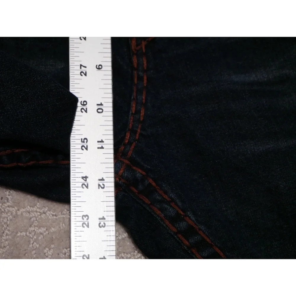 True Religion Ricky Super‎ T Straight Leg Jeans Dark Wash Orange Stitching Mens